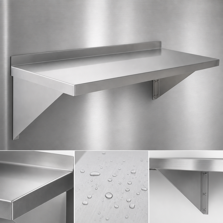 Product image #3 for Steel Works Stainless 16 x 30 Inch Wall-Mounted Shelf with Two Brackets