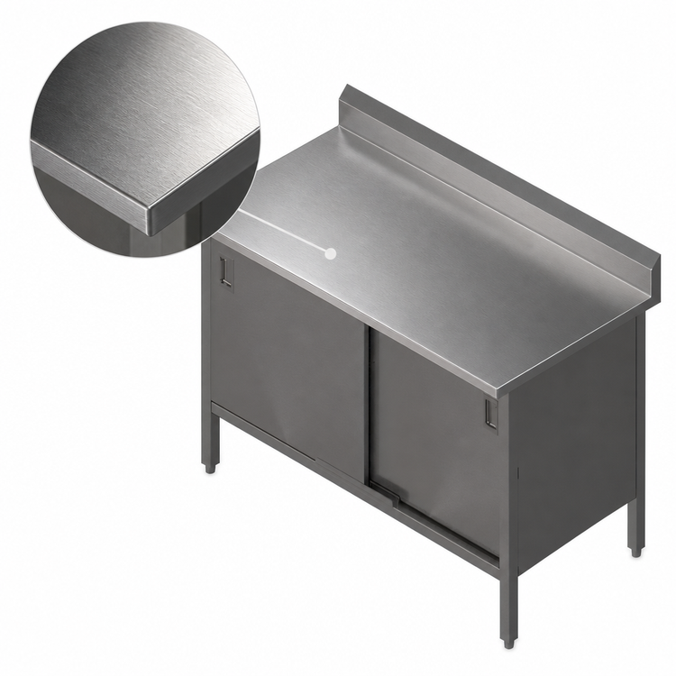 Product image #3 for John Boos Enclosed Work Table with Cabinet Base and Hinged Doors, 48-Inch W x 30-Inch D, 14-Gauge 300-Series Stainless Steel Top