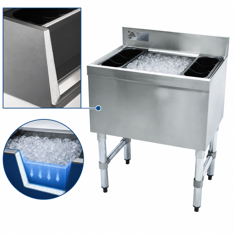 Product image #3 for Advance Tabco Underbar Basics™ 42-Inch Cocktail Unit Ice Bin, 12-Inch Deep, 140 lb. Capacity