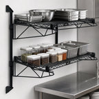 Thumbnail image #3 for Quantum WC34-CB2442BK Wall-Mount Cantilever Double-Shelf Wire Shelving Unit, 42 x 24 Inches, Black Epoxy Finish