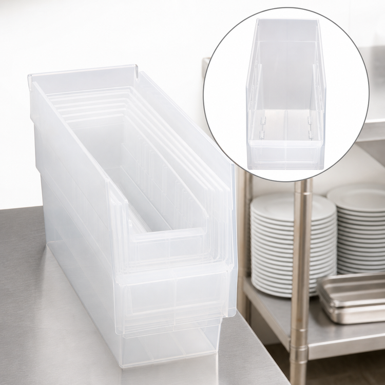 Product image #3 for Quantum Economy Nesting Shelf Bin, Clear Polypropylene, 4-1/8 x 11-5/8 x 6 Inch