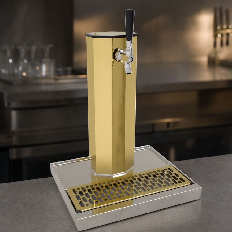 Product image #3 for Glastender Countertop Single-Column Draft Dispensing Tower, Glycol-Cooled, 1 Faucet, Polished Brass Finish