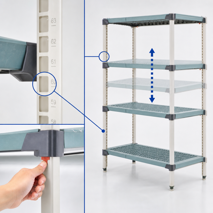 Product image #3 for MetroMax Q 30"W x 21"D x 63"H 4-Shelf Polymer/Wire Stationary Starter Shelving Unit with Microban