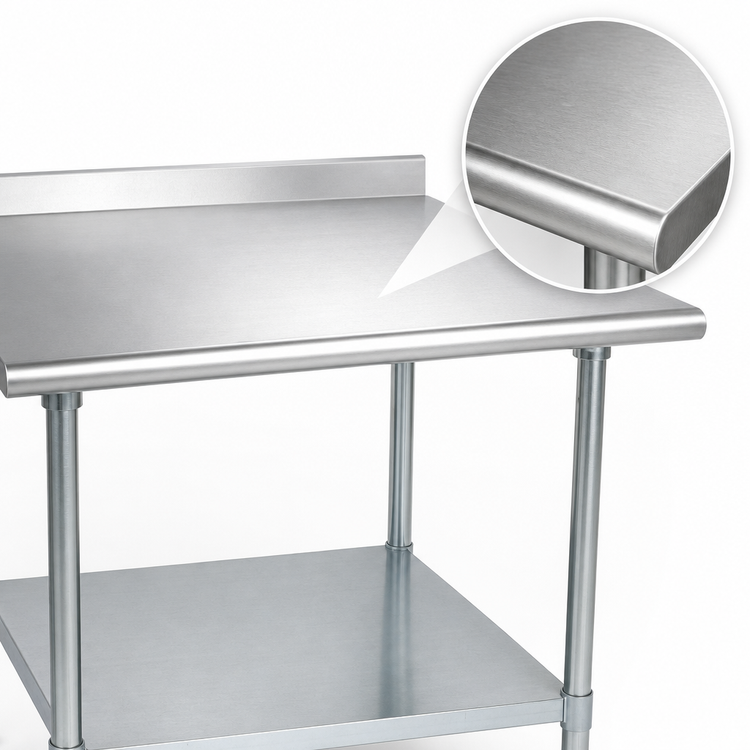 Product image #3 for Eagle Group Budget Series 48-Inch x 30-Inch 430 Stainless Steel Work Table with Rear Up-Turn and Undershelf
