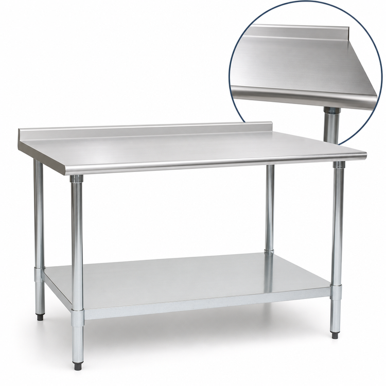 Product image #3 for Eagle Budget Series 48-Inch x 30-Inch 430 Stainless Steel Work Table with 1-1/2-Inch Rear Up-Turn and Undershelf