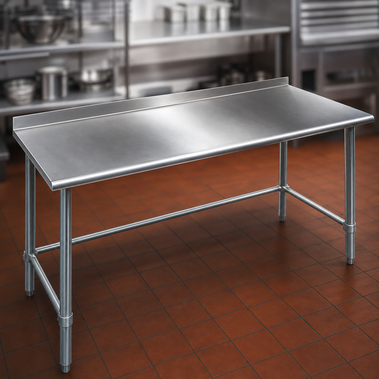 Product image #3 for Eagle Group Budget Series 120 x 36 Inch Stainless Steel Work Table with Rear Up-Turn and Galvanized Base