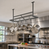 Thumbnail image #3 for John Boos Ceiling-Mounted Double-Bar Stainless Steel Pot Rack with 8 Double Hooks