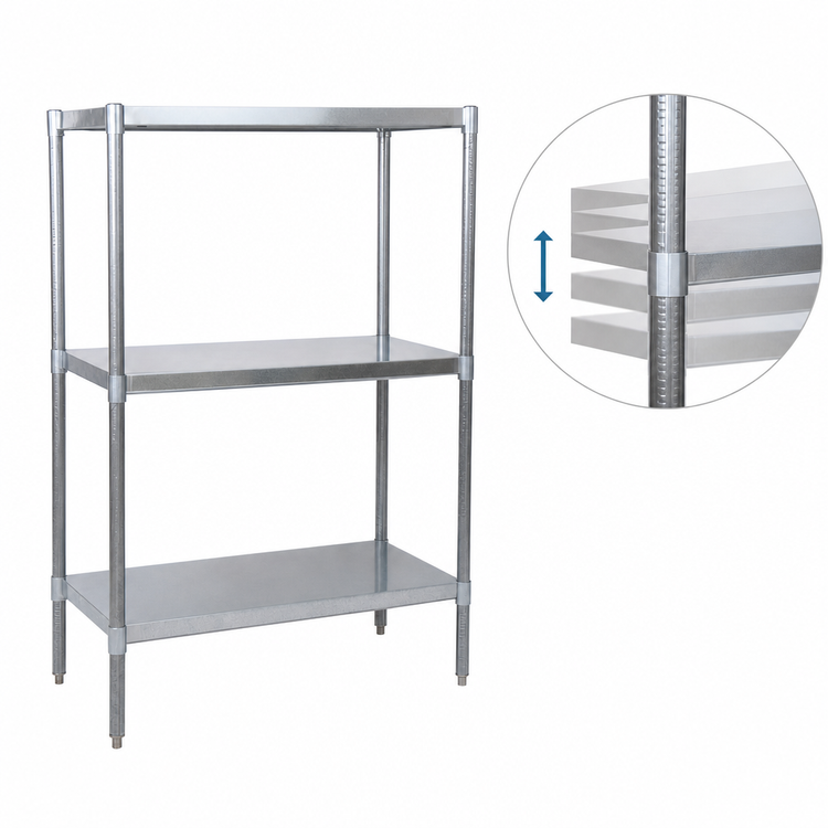 Product image #3 for BK Resources Stainless Steel Dry Storage Shelving Unit, 55 x 24 x 60 Inches, 3 Adjustable Shelves