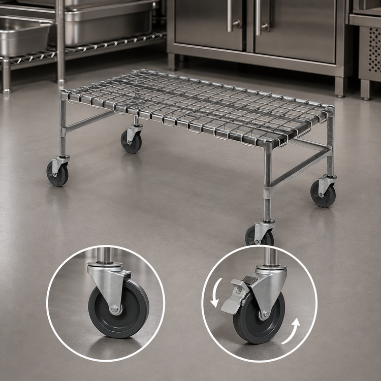 Product image #3 for EagleGard Mobile Wire Dunnage Rack with 5-Inch Casters, 48 x 24 x 14 Inches, 800 lb Capacity