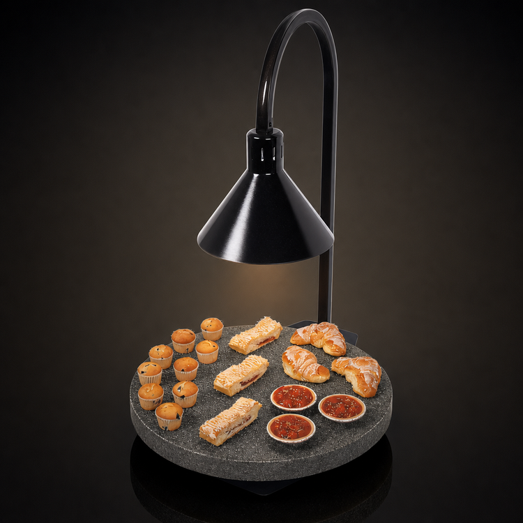 Product image #3 for Hatco Glo-Ray Portable Round Heated Simulated Stone Warming Shelf with Decorative Lamp, 16-Inch Diameter