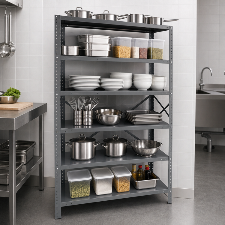 Product image #3 for Quantum IRONMAN 6-Shelf Open Steel Shelving Unit, 42 x 18 x 39 Inches, 400 lb. Capacity Per Shelf