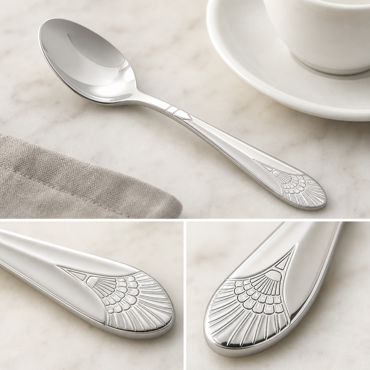 Product image #4 for Peacock 4-1/2 Inch Demitasse Spoon, 18/8 Stainless Steel, Extra Heavyweight, Mirror Finish