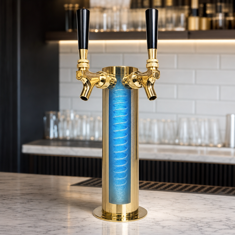 Product image #3 for Countertop Glycol-Cooled Single-Column Draft Beer Tower with 2 PVD Brass Faucets