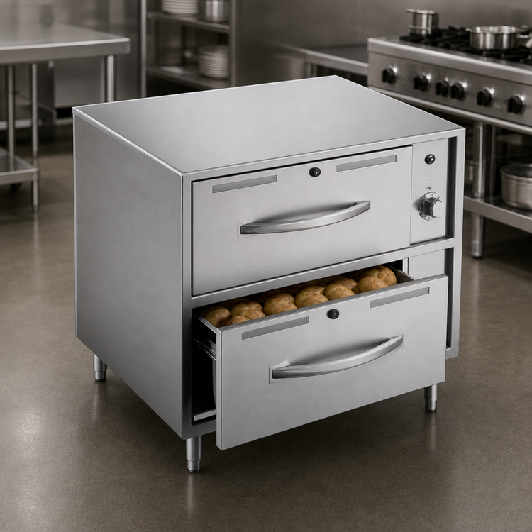 Product image #3 for Wells RW-2HD Heavy Duty Freestanding Two-Drawer Stainless Steel Warming Drawer Unit