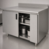 Thumbnail image #3 for Advance Tabco Special Value Economy Enclosed Work Table with Sliding Doors, 72 x 30 Inch, 16 Gauge 304 Stainless Steel Top, 5 Inch Backsplash