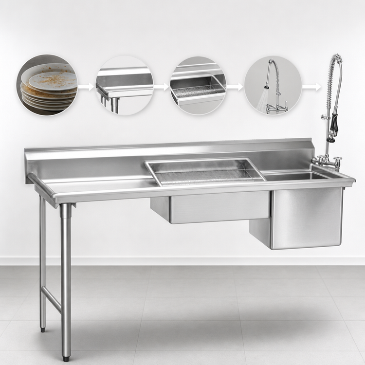 Product image #3 for Eagle Group 72-Inch Straight Soiled Dishtable with Pre-Rinse Sink, Left-to-Right Operation