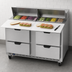 Thumbnail image #4 for Beverage-Air 60-Inch Two-Section Sandwich Prep Table Refrigerator with 4 Drawers, 8-Pan Top and 17-Inch Cutting Board