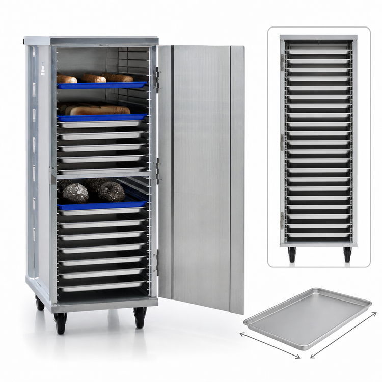 Product image #3 for New Age Mobile Enclosed Aluminum Pan Rack, 3/4 Height, 32-Pan Capacity, 18 x 26 Inch