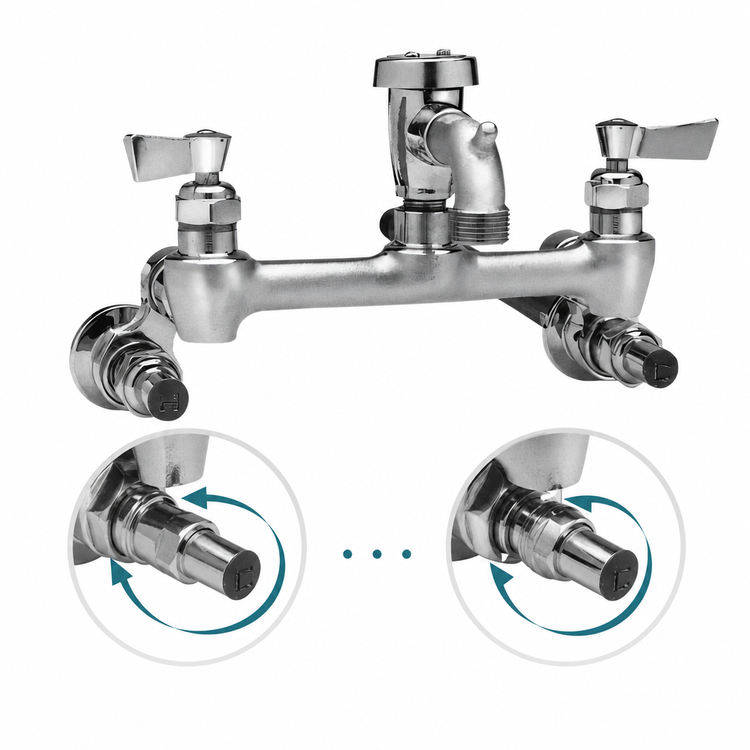 Product image #3 for Fisher 8-Inch Adjustable Service Sink Faucet with Short Spout, Vacuum Breaker, and Eccentric Stops