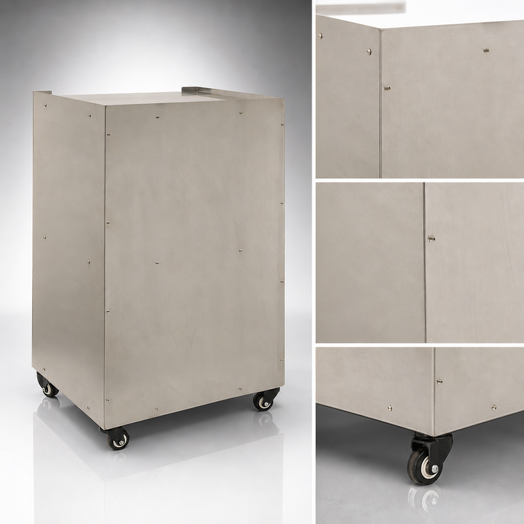Product image #3 for Benchmark Stainless Steel Pedestal Base with Shelf and Casters for Silver Screen 14 oz Popcorn Machines