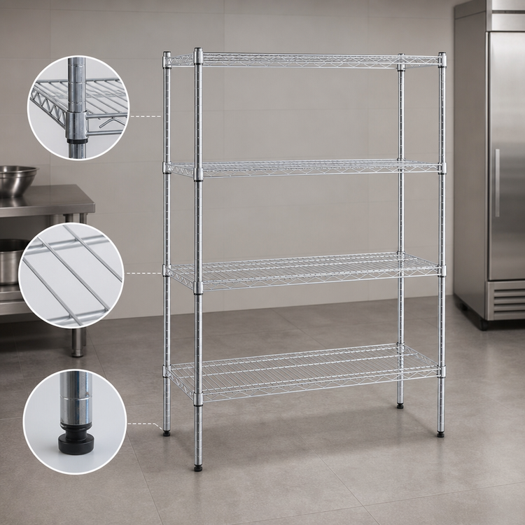 Product image #3 for Metro Super Erecta Convenience Pak 4-Shelf Wire Shelving Unit with Adjustable Feet, 48"W x 18"D x 74"H