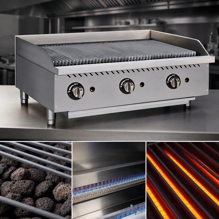Product image #3 for Globe 36-Inch Gas Countertop Char Rock Charbroiler, 120,000 BTU