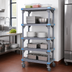 Thumbnail image #3 for Millenia NSF Listed Mobile Polymer Shelving Starter Unit, 24 x 24 x 86 Inches, 5 Open Grid Shelves, Gray