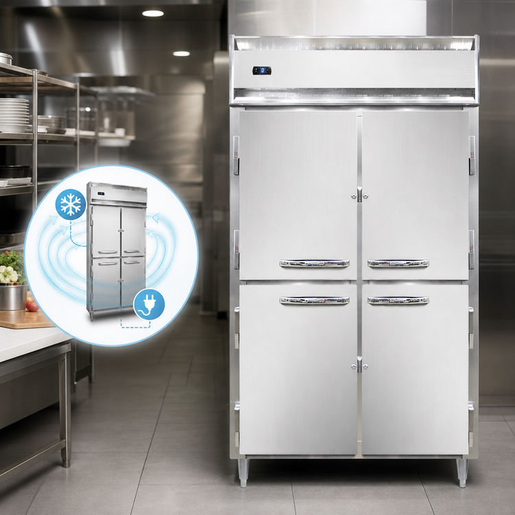 Product image #3 for Continental Refrigerator D2FSNSAHD Designer Line Two-Section Shallow Depth Reach-In Freezer with Half Solid Doors