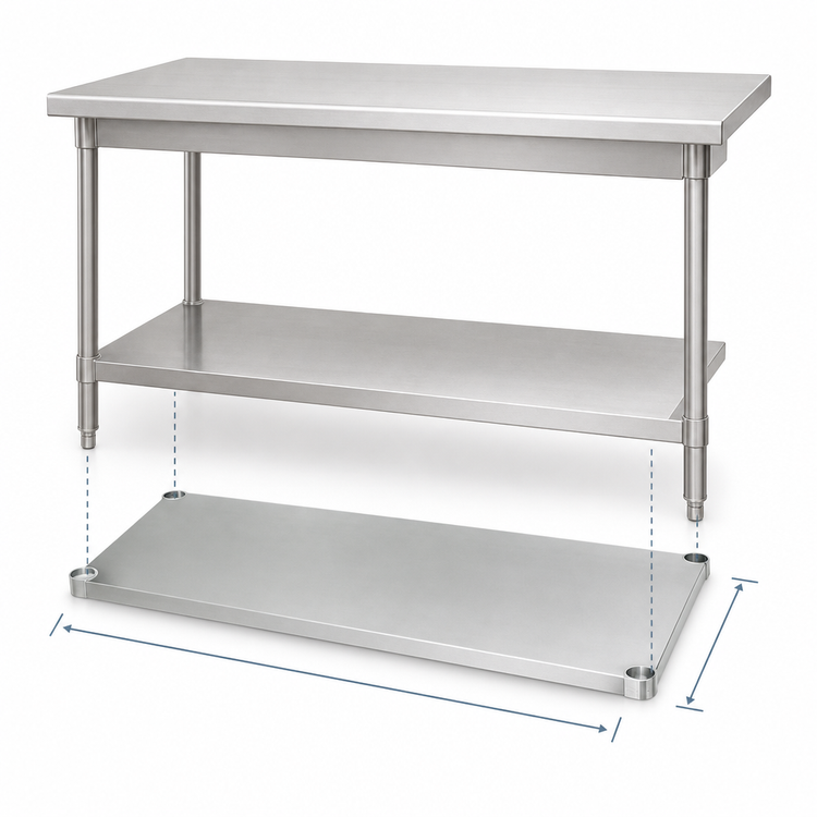 Product image #3 for Advance Tabco 18 Gauge Stainless Steel Undershelf for 48 x 24 Inch Work Tables