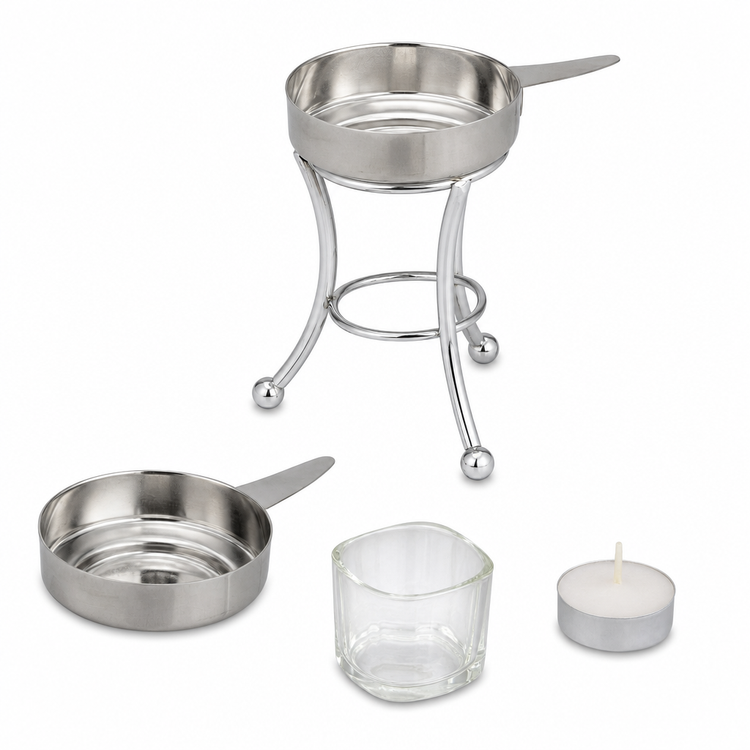 Product image #3 for Winco 4.2 oz 4-Piece Stainless Steel Chrome-Plated Butter Warmer Set