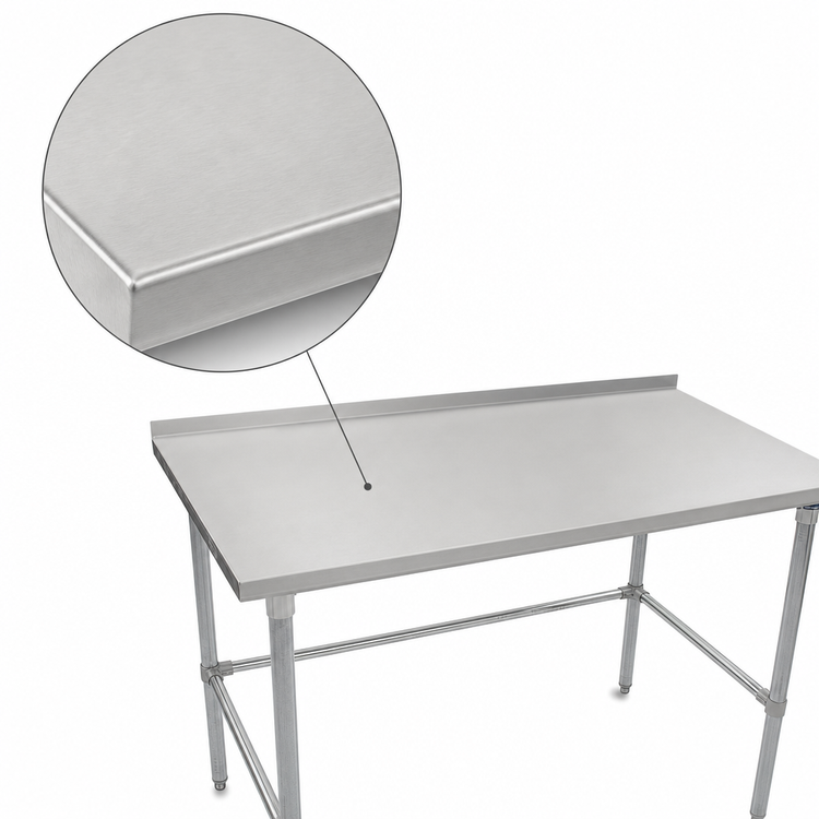Product image #3 for John Boos Stallion 120" x 30" 16-Gauge Stainless Steel Top Work Table with 1-1/2" Rear Backsplash and Galvanized Base