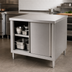 Thumbnail image #3 for 48-Inch Stainless Steel Enclosed Work Table with Sliding Doors and Middle Shelf