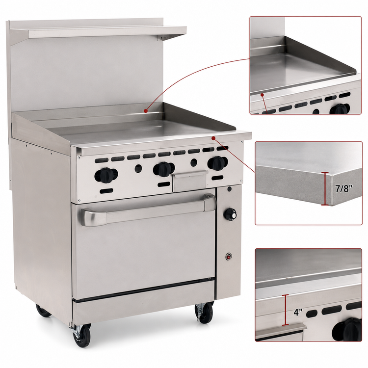 Product image #3 for Vulcan Endurance 36-Inch Commercial Gas Range with Manual Griddle and Convection Oven