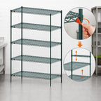 Thumbnail image #4 for Metro Super Erecta 5A427K3 Stationary Wire Shelving Starter Unit, 30W x 21D x 74H, 5 Shelves, Green Epoxy Finish