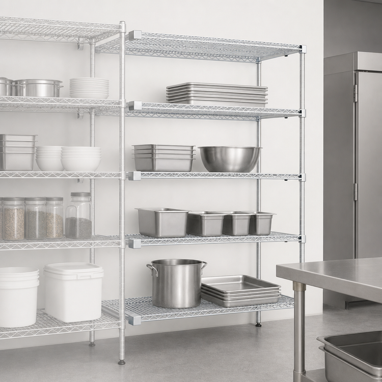 Product image #3 for EagleGard 4-Tier Add-On Wire Shelving Unit, 36"W x 21"D x 63"H, Hybrid Epoxy Finish