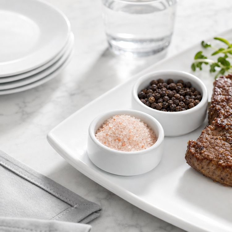 Product image #3 for American Metalcraft Round Porcelain Salt & Pepper Dish, 1/2 oz., White
