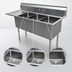 Thumbnail image #3 for Omcan 3-Compartment Pot Sink, 77-Inch Wide, with 24 x 24 x 14-Inch Bowls