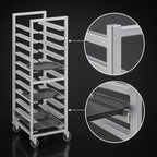 Thumbnail image #3 for Channel Manufacturing T446A3 Aluminum Trapezoidal End-Load Cafeteria Tray Rack, 14-Tray, 5-Inch Swivel Casters