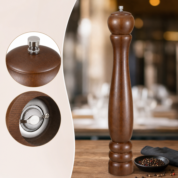 Product image #3 for 18-Inch Tabletop Rubberwood Pepper Mill with Zinc Alloy Grinder