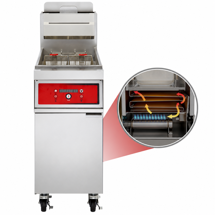Product image #4 for Vulcan PowerFry3 Freestanding Gas Fryer with Built-In Filter, 45-50 lb Capacity, 15-1/2 Inch Wide