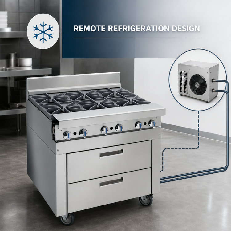 Product image #3 for Imperial Spec Series Sizzle 'N Chill 36-Inch Remote Refrigerated Chef Base with 2 Drawers and Stainless Steel Top