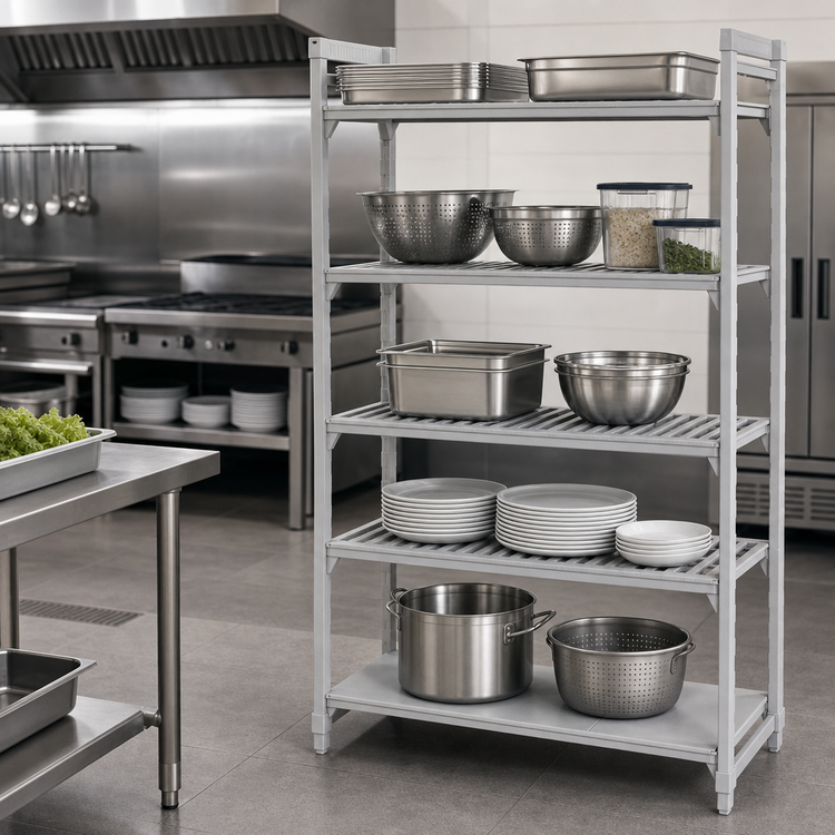 Product image #4 for Cambro Camshelving Premium 42" x 18" x 84" 5-Tier Vented and Solid Stationary Starter Unit