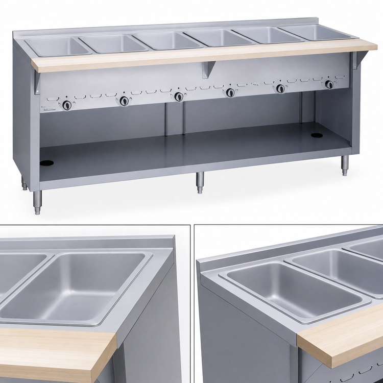 Product image #3 for Thurmaduke G-4-CBSS 4-Well Gas Standard Dry Heat Steamtable Unit