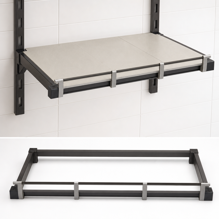 Product image #3 for Cambro Camshelving Elevation Wall-Mounted Solid Add-On Shelf Kit, 18 x 24 Inches, Brushed Graphite