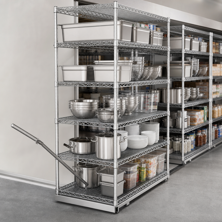 Product image #3 for Eagle Floor-Trak Single-Deep High-Density Storage Floor Track Kit for Wire Shelving, 10 Ft.