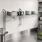 Thumbnail image #3 for Quantum WC14-CB2172C Wall-Mount Cantilever Wire Shelf, Single 72 x 21 Inch Shelf, Chrome Plated