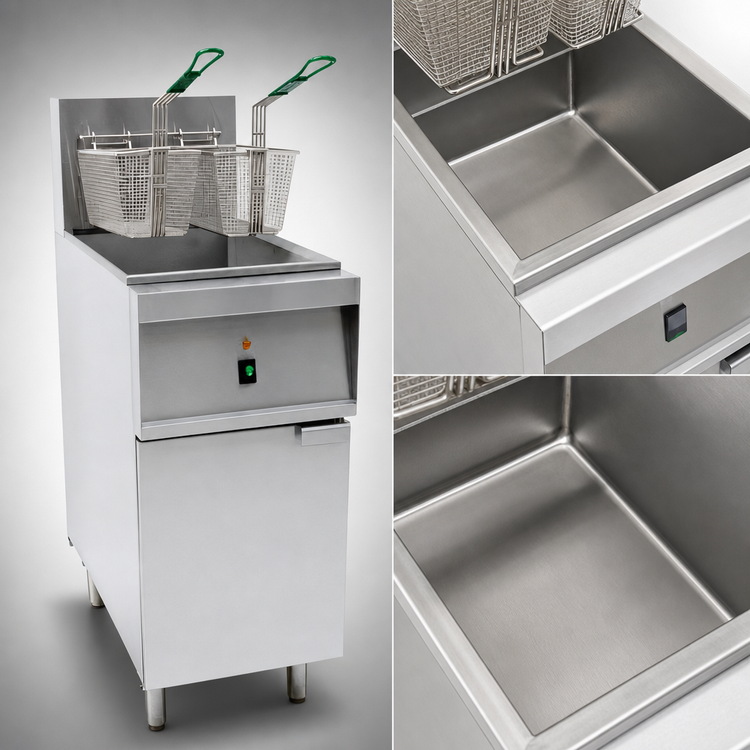 Product image #3 for Omcan 40 lb. Electric Floor Fryer with Stainless Steel Pot, 14 kW, 240V/3-Phase