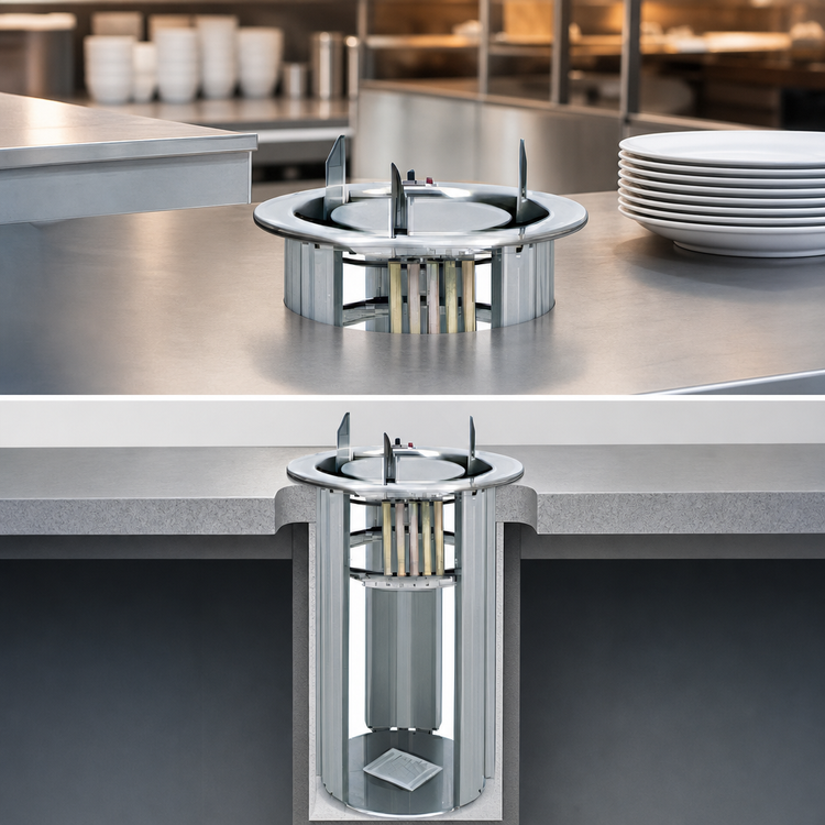 Product image #3 for Eagle Director's Choice Drop-In Unheated Open-Base Dish Dispenser for 7-3/8" to 8-1/8" Round Plates