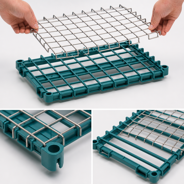 Product image #3 for EAGLEGard Dunnage Shelf with Removable Wire Mat, 24 Inches W x 21 Inches D, Blue-Green Hybrid Epoxy Finish