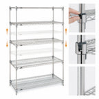 Thumbnail image #3 for Metro Super Erecta 5A447C Chrome-Plated Wire Starter Shelving Unit, 42"W x 21"D x 74"H, 5 Shelves